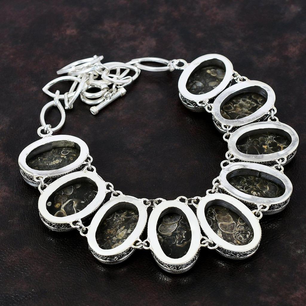 Collar de ágata Turritella Collar de plata de ley 925 Joyería de piedras preciosas genuinas Collar de cadena ajustable hecho a mano Collar vintage para regalo