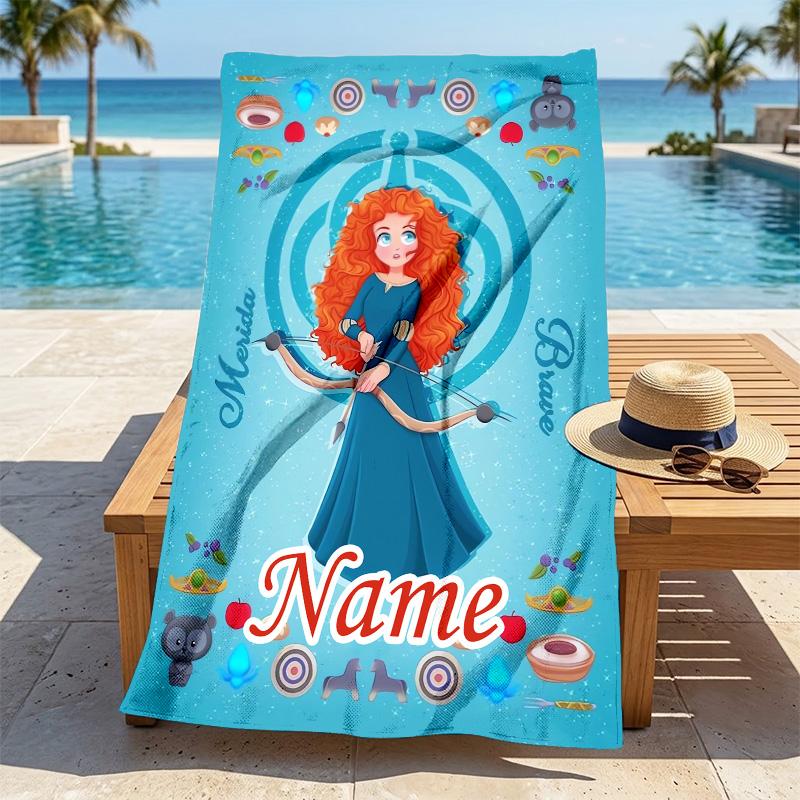 Custom Name Princess Fantasy Stylish Digital Printing Beach Towel Quick‑Drying Absorbent Blanket for Beach Pool Gym Travel