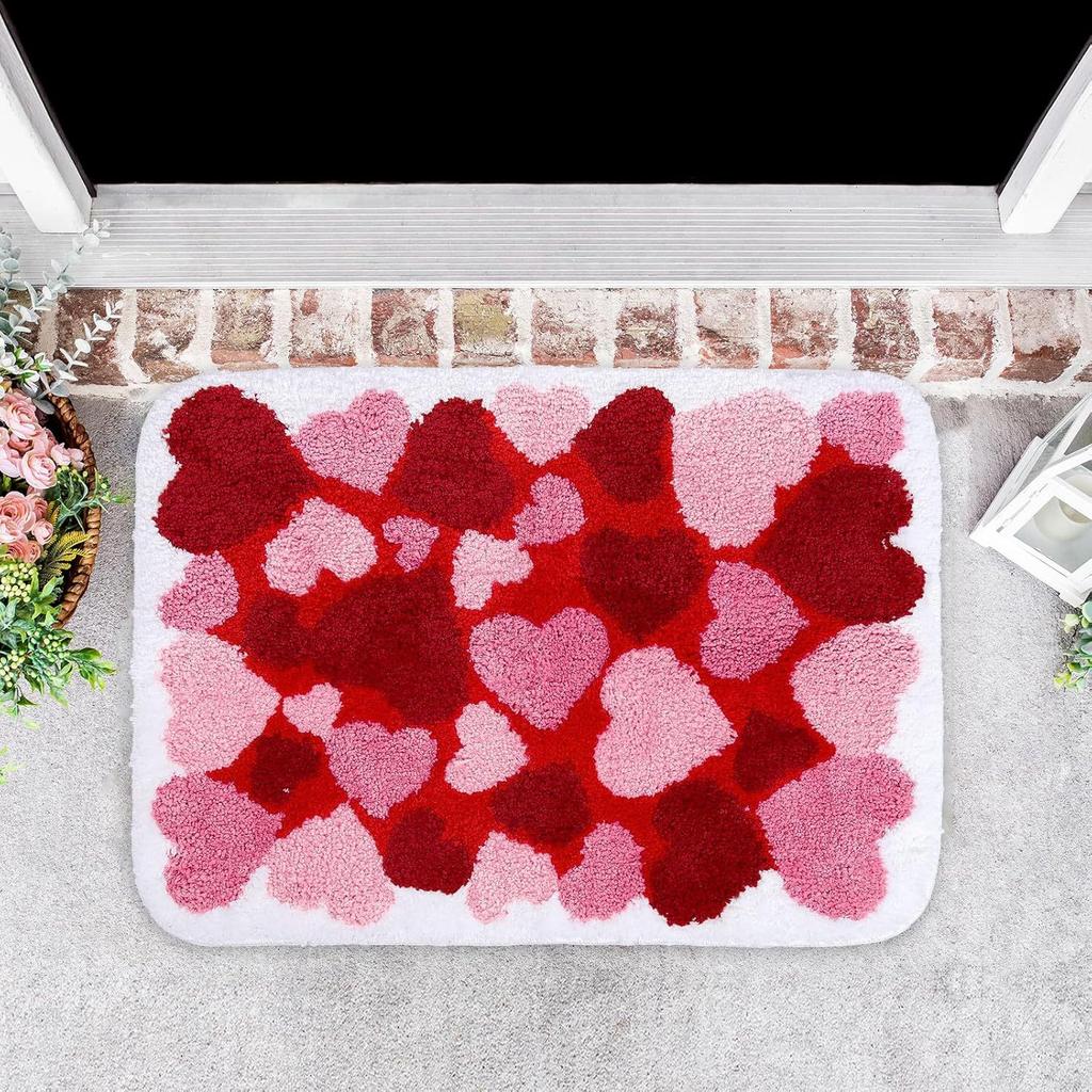 Love Shaped Carpet Bathroom Toilet Door Absorbent Non Slip Floor Mat Household Anti Dirty Floor Mat