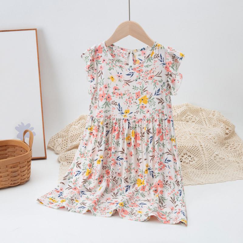 

Детское Платье для Девочек с Цветочным Принтом в Сельском Стиле с Рукавами-Крылышками Детское Платье Принцессы