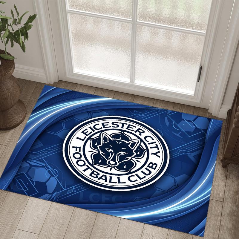 Leicester City Football Design Crystal Velvet Carpet Cozy Non?Slip Printed Rug For Bedroom Living Room Entrance
