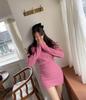Kvinners Høst Varm Strikket Kjole Vintage Ribbed Pullover Bodycon Kjoler til våren
