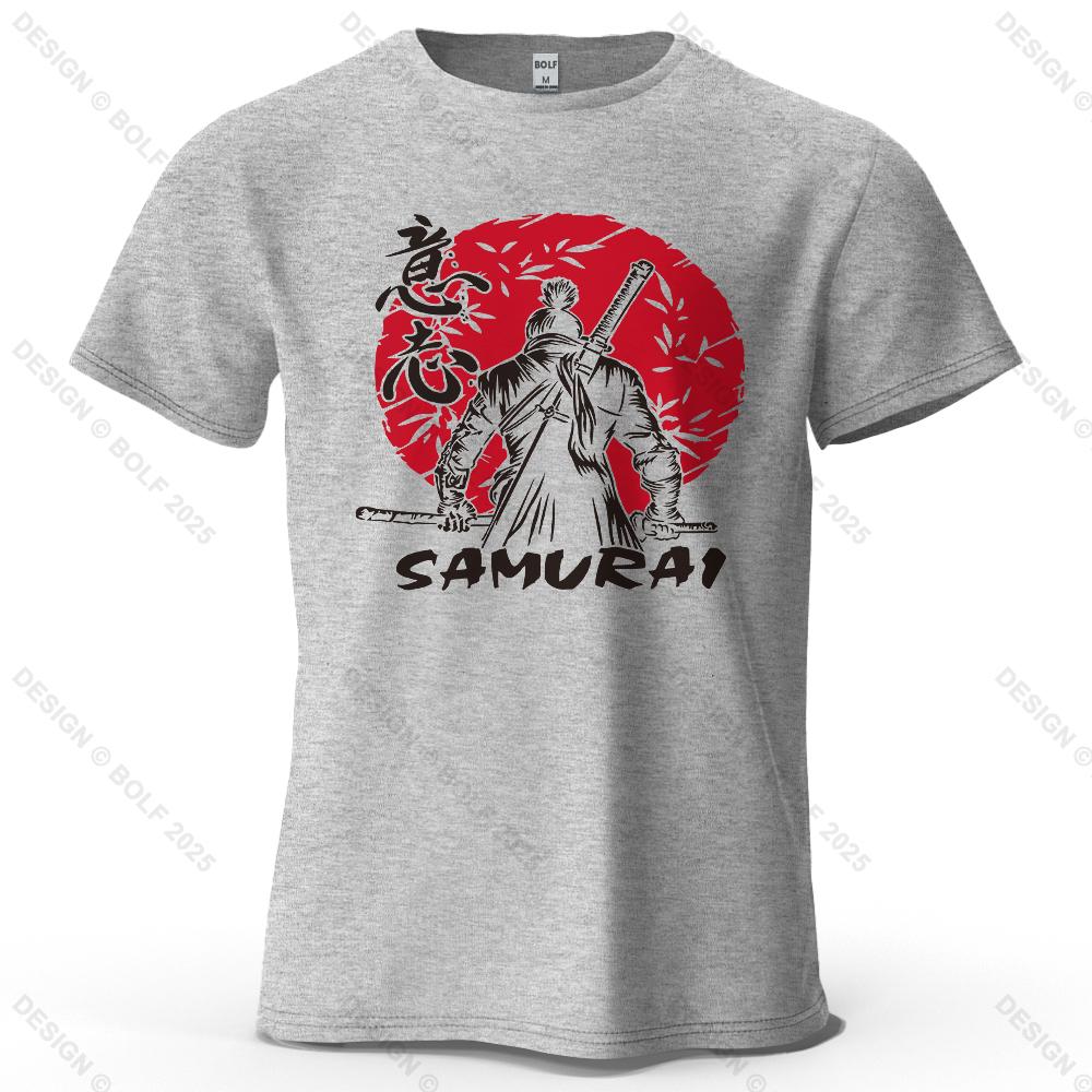 Samurai Will Vintage Printed Men's T-Shirt 100% Cotton Oversized Determined Graphic Tees for Women Tops Tees Casual Streetwear