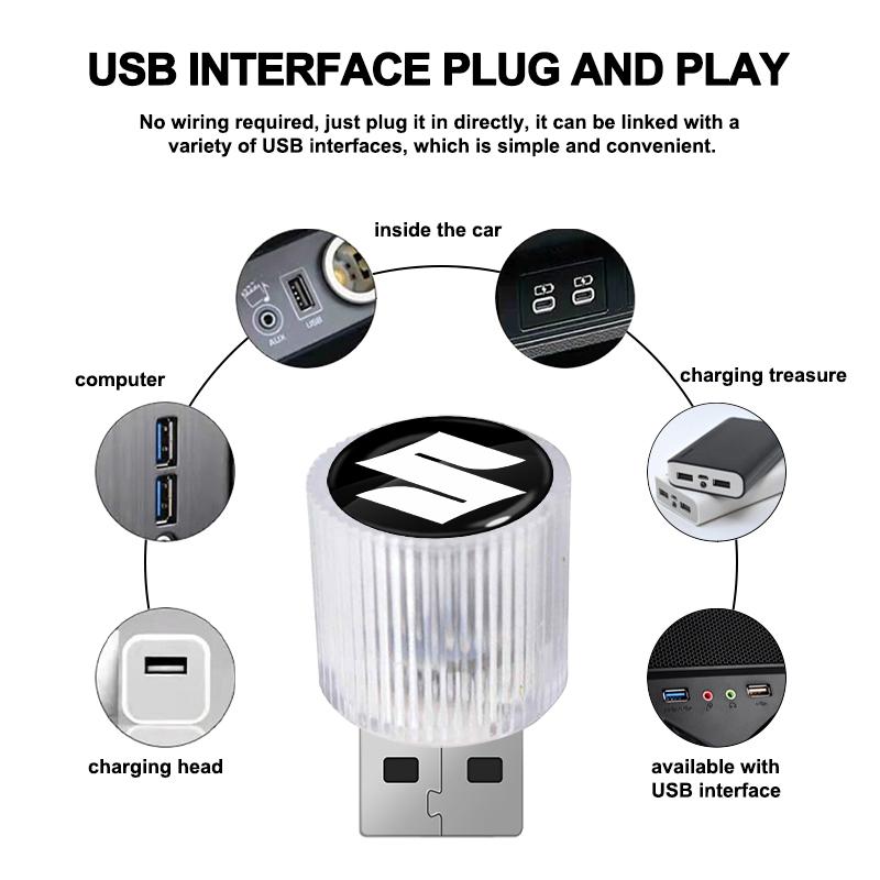 New Car Mini USB LED Ambient Light Plug Decorative Atmosphere Lamp for Suzuki GSR GSR750 GSR600 SV 650 Swift Jimny Grand Vitara Samurai Spacia Liana