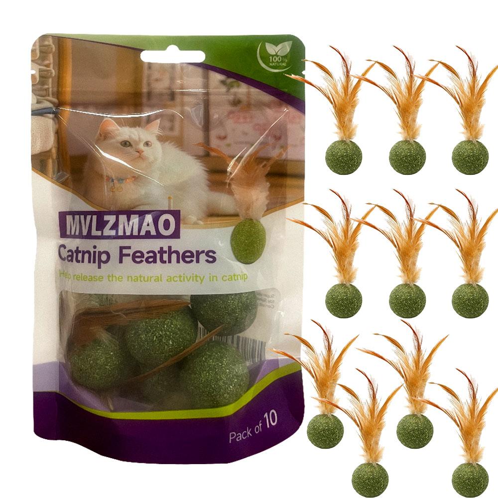 Кошачий мячик с кошачьей мятой, пером и кошачьей мятой, самоочищающийся мячик для чистки зубов, игрушка-мячик с пером, товары для питомцев, инструмент для чистки питомцев