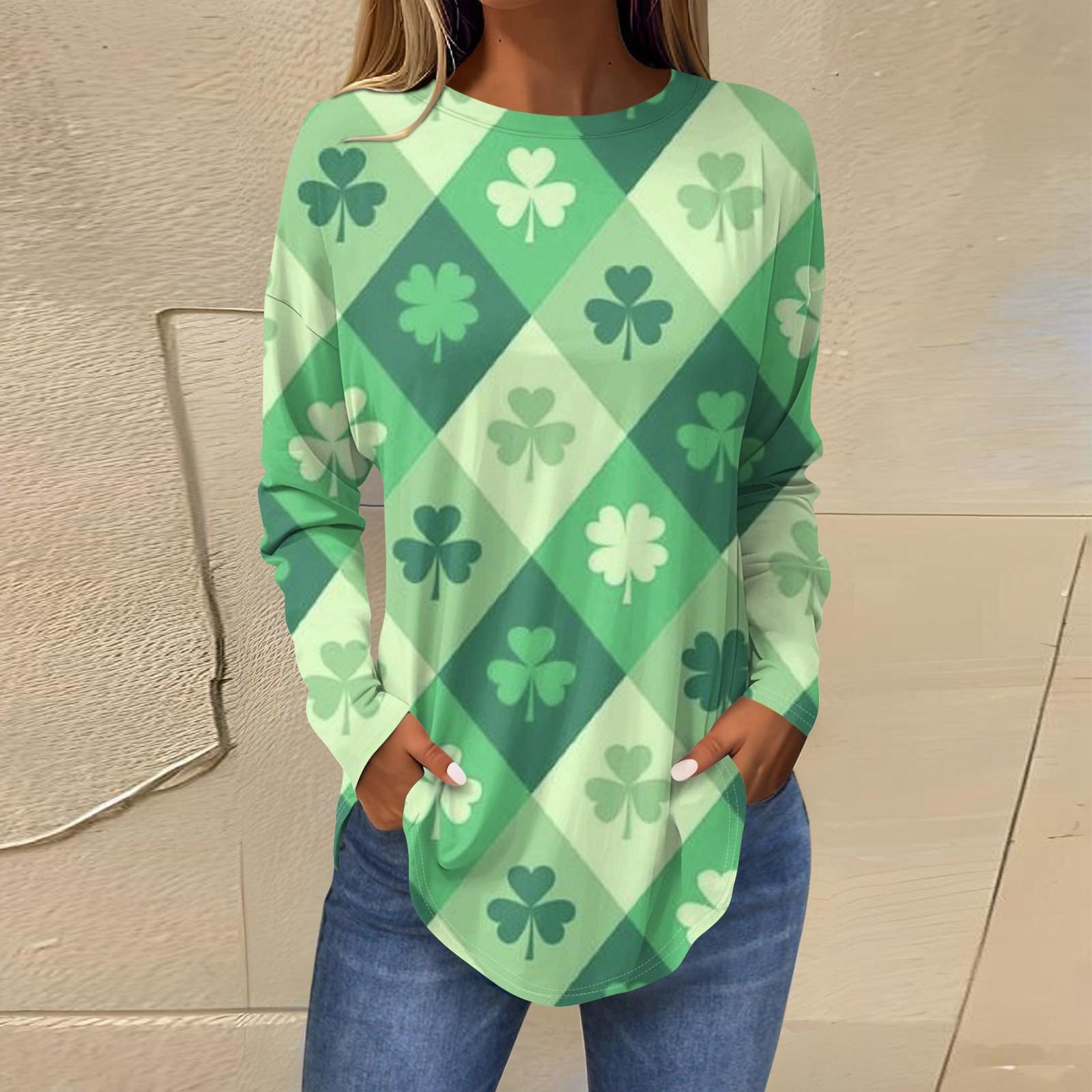 

Женская модная свободная футболка с круглым вырезом и длинным рукавом с принтом XXXL