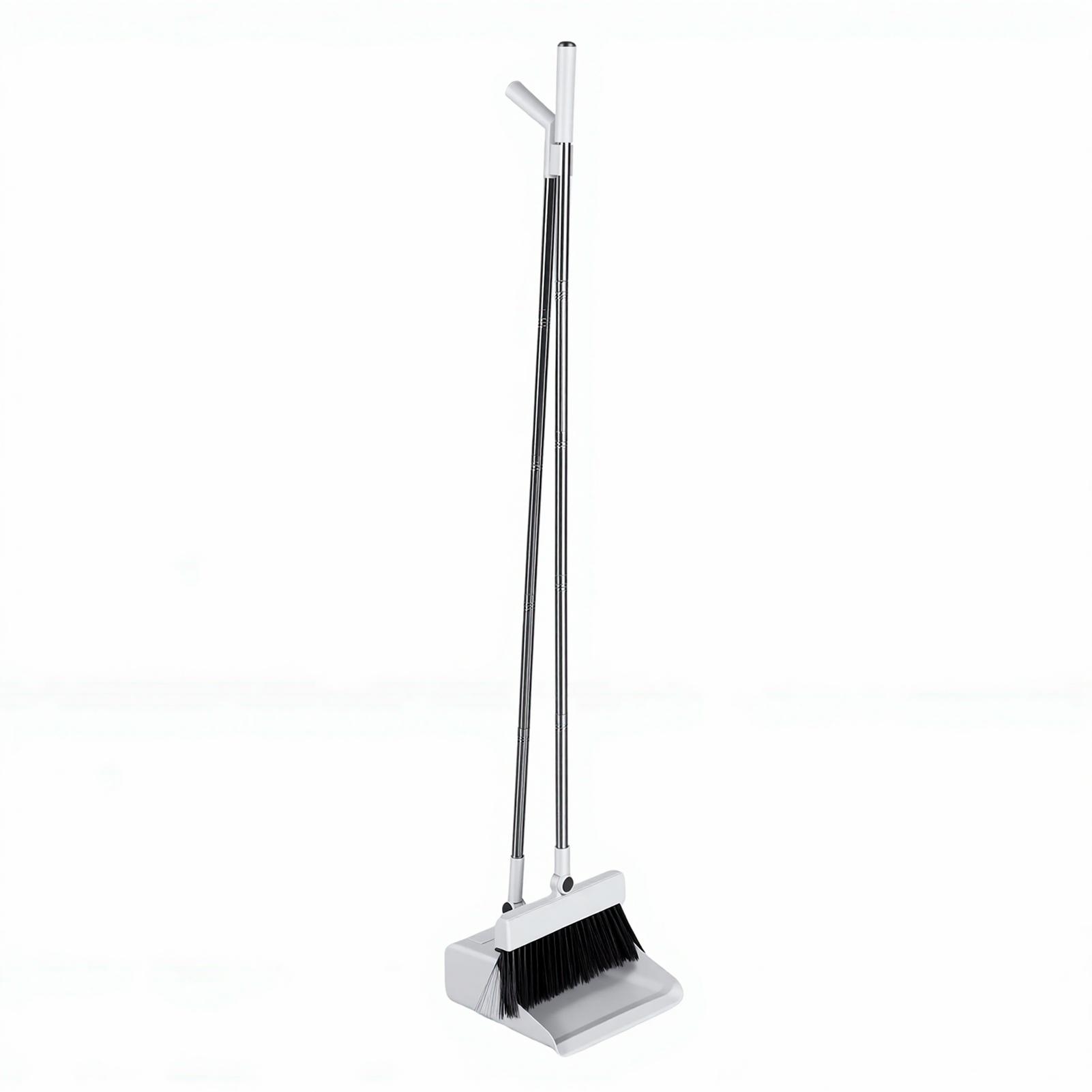 Broom and Dustpan Set Long Handle Broom with Dustpan and Floor Brush for Home Kitchen Office Hall Floor