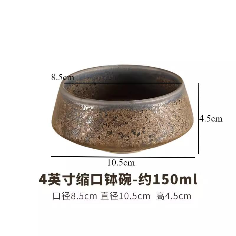 Coarse Pottery Dessert Bowl Ceramic Dinner Plate Vintage Rice Bowl Soup Bowls Fruit Plate Salad Bowls Dim Sum Dish Snack Tray