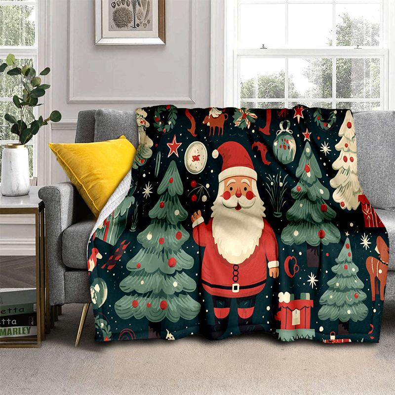 Cartoon Santa Claus Merry Christmas Snowman New Year Gift Soft Flannel Blanket for Beds Bedroom Sofa,Throw Blanket for Cover