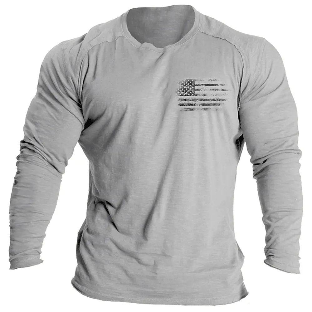 Men Retro Long Sleeve T-Shirt O Neck Pullover Autumn Winter Male Shirt Top Tees Oversize Men's Clothing