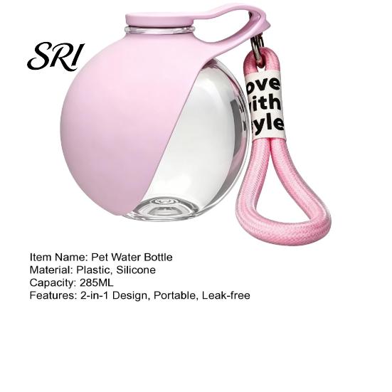 Ergonomic Pet Water Bottle Leak-Proof Portable Dog Ball with Foldable Silicone Bowl Leak-free Container 10oz Lightweight Dispenser for Travel