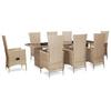 Day and Night - Day and Night 9-piece Garden Dining Set and Beige Synthetic Rattan Cushions