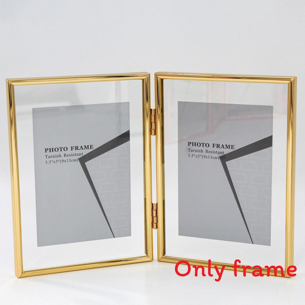 7 And 5 Inch Double Sided Transparent Fold Dual Photo Frame For Home Decor