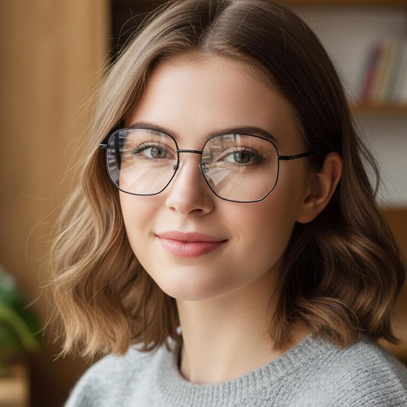 Women's Glasses Men's Fashion Large Frame Metal Glasses