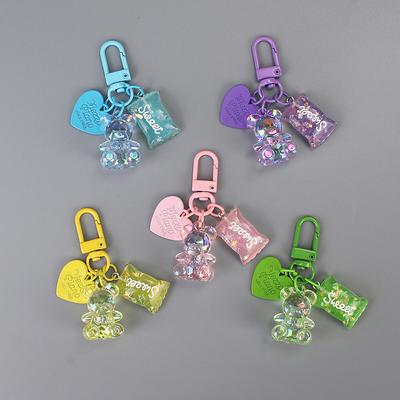 Cartoon Bling Heart Bear Animal Candy Keychain Keyring Creative Cute Bag Pendant