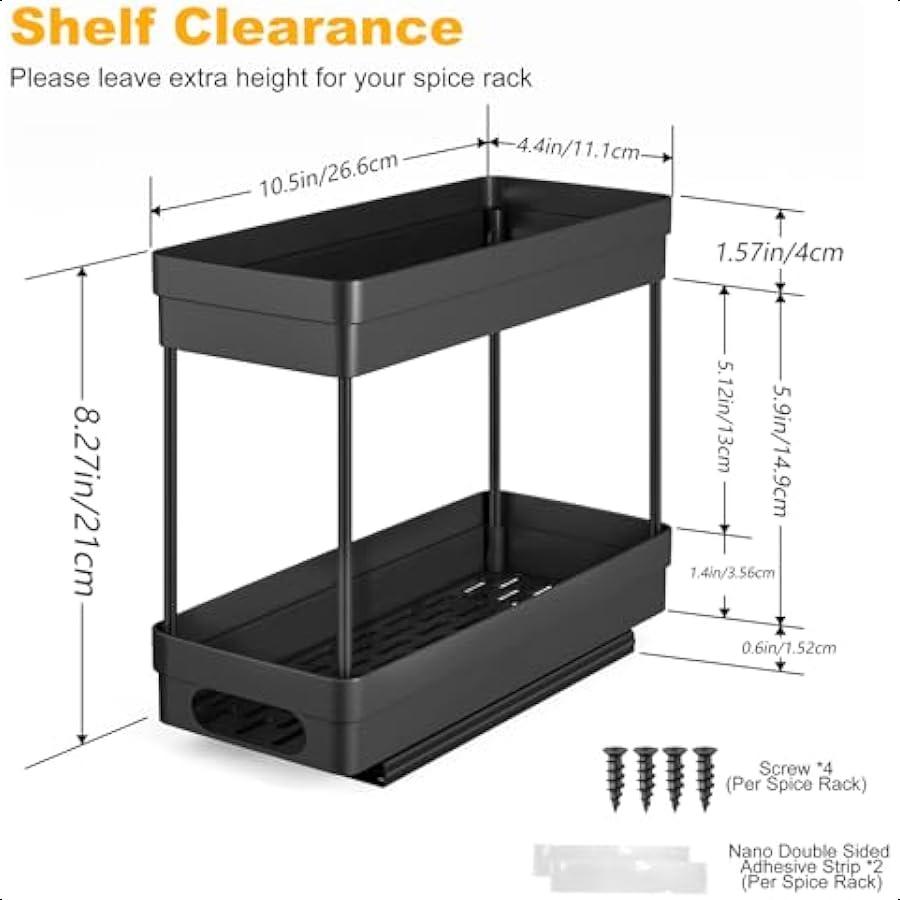 

Выдвижной органайзер для специй для шкафа 2-ярусный выдвижной органайзер для специй Легкая установка Органайзер для шкафа Приправа К United States