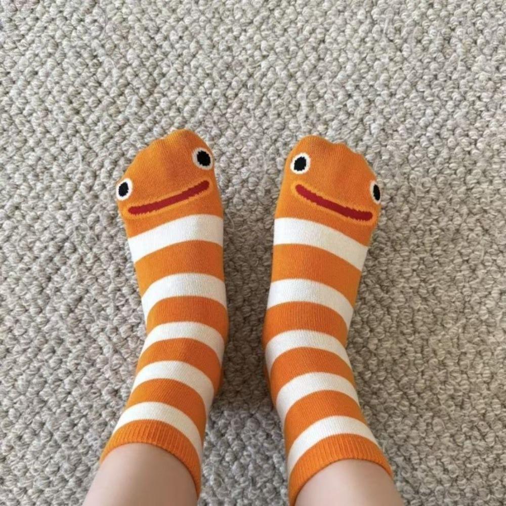 Cotton Stripes Socks Harajuku Street Mid Tube Socks New Cartoon Eel Socks