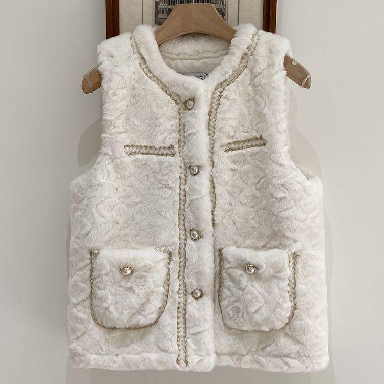 

Мао Мао жилет из искусственного меха женский осенне-зимний новый жилет без рукавов свободный верхний жилет куртка S