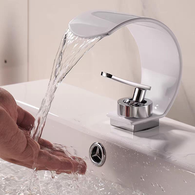 Luxury Brass Hot & Cold Waterfall Faucet for Bathroom Washbasins
