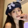 Japanese Sweet Bow Cowboy Beret Children Spring And Summer Face Small Casual Versatile Art Student Octagonal Hat