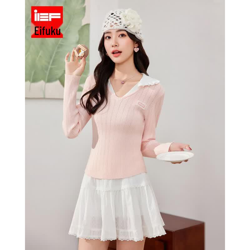 IEF French Sweet Slim-Fit Knitted Top One Size