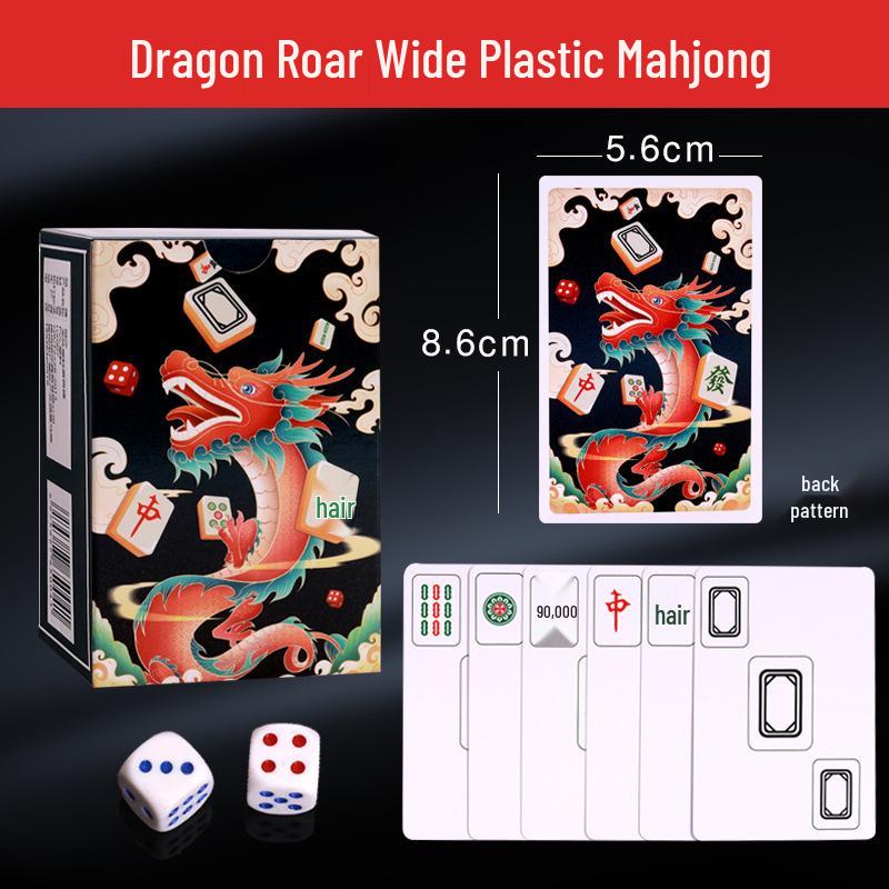 Dragon Roar Frosted Waterproof Mahjong and Poker Cards - Thickened Plastic, Ideal for Home and Travel Use