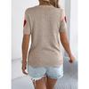 GMXIA Spring Summer Casual Color-blocking Heart-shaped Short-sleeved Knitted Sweater for Valentine's Day Women's Wear