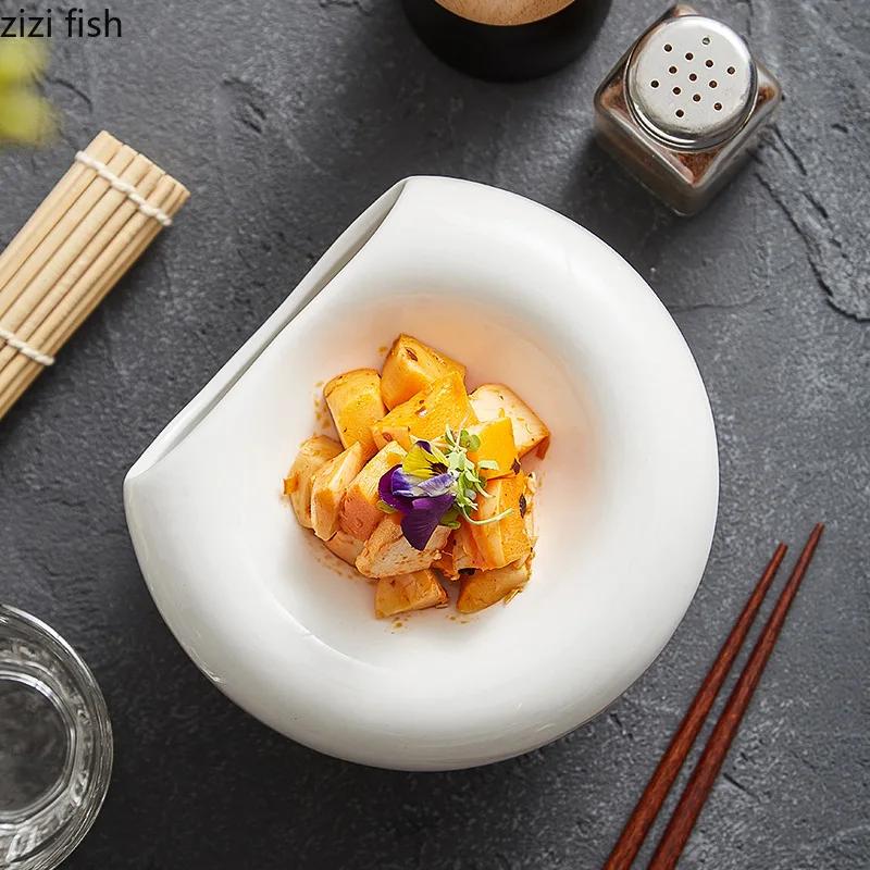 White Ceramic Bowl Dining Plates Dry Ice Plate Sashimi Plates Dessert Bowl Fruit Bowls Dim Sum Dish Sushi Plate Decorative Bowls