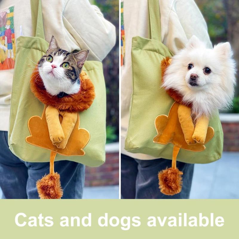 Evcil Hayvan Kanvas Omuz Çantası Aslan Şeklinde Kedi Taşıyıcı Rahat Kedi Taşıma Kılıfı El Çantası Yavru Köpek Dış Seyahat İçin Postacı Çantası