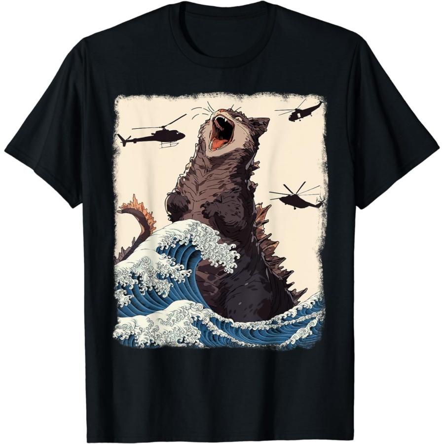 Hopfen Catzilla Japanese Wave Vintage Sunset Funny Cat Art T-Shirt XXXXXL разноцветный