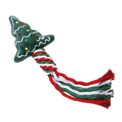 Cute Snowman/Christmas Tree Christmas Dog Cotton Ropes Dog Squeakey Chew Soft Bite Resistant Puppy Rope Party