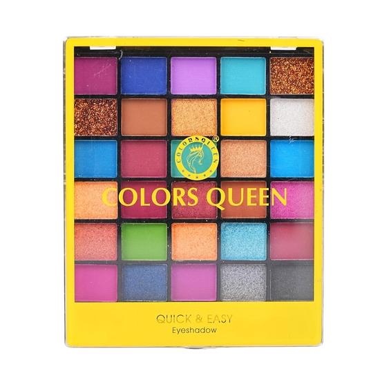 Colors Queen Quick & Easy Eyeshadow Palette with Brush | 30 Multi-Color Eye shadow Palette with Matte, Shimmer & Glitter Shades(Multicolor - 02, 18g)