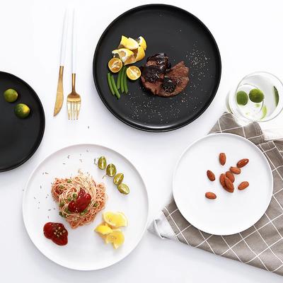 Plat à steak en céramique noir et blanc style occidental 10 pouces Vaisselle commerciale Plat rond moderne pour sushi et salade pour la maison