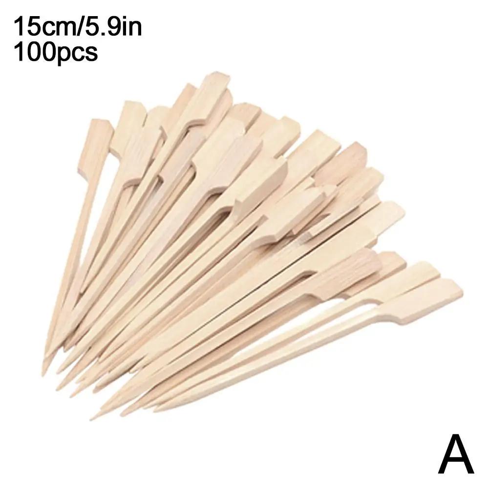 100cps 15/18/25cm Disposable Bamboo Skewer Food Fruit Bamboo Dessert Supplies Birthday Toothpicks Wedding Sticks Buffet Par C5Z2