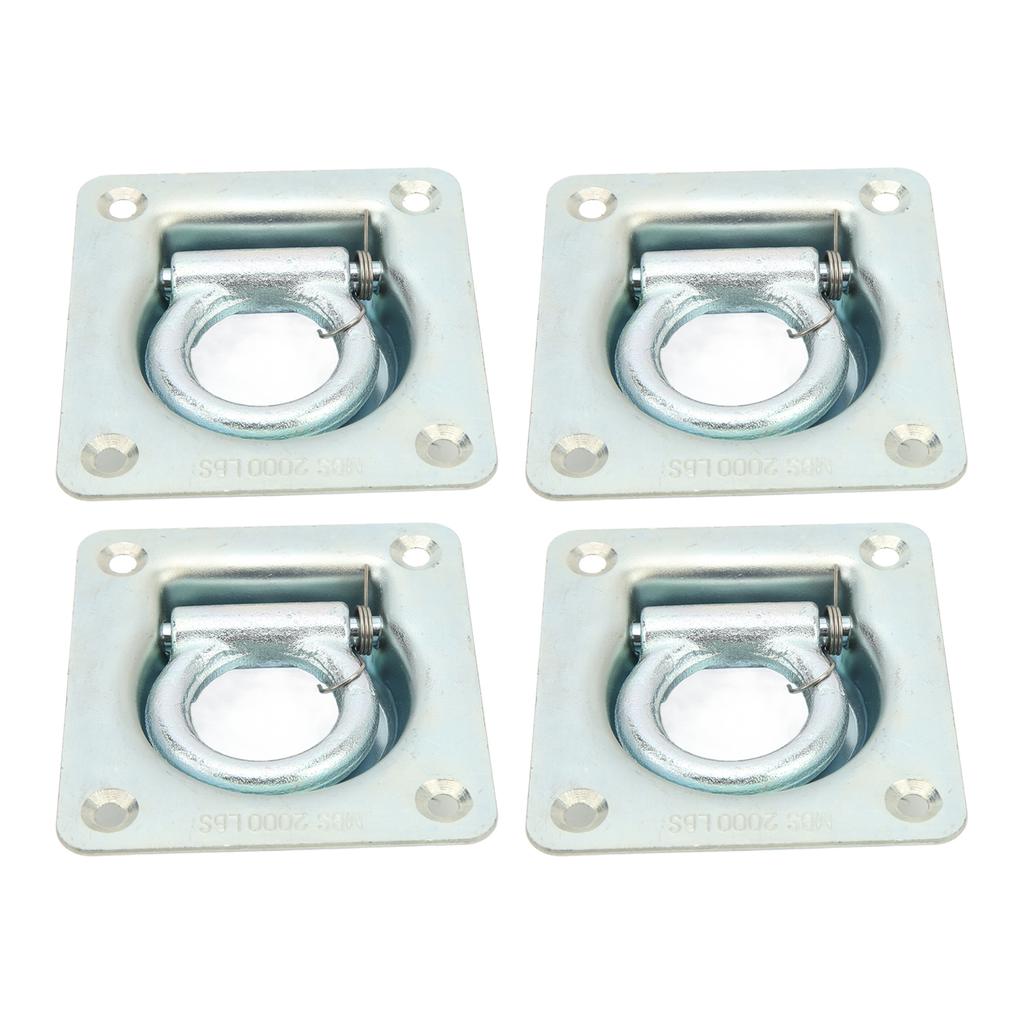 4PCS Recessed Trailer Rope Ring Carbon Steel 2000lb Maximum Breaking Force Trailer Tie Downs for Trailers