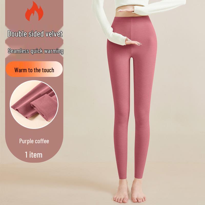 2025 Women's Slimming Seamless Velvet Lined Pants - High Waist, Plus Size Leggings for Warmth In Autumn/Winter