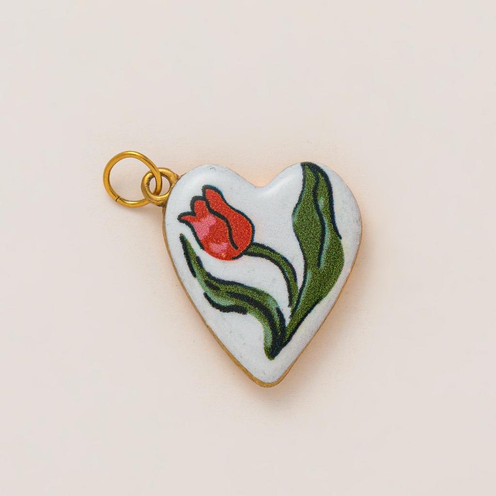 18K Gold Stainless Steel Heart Flower Pendant with Color Retention