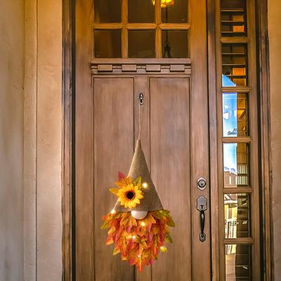 Fall Harvest Gnomes Pendant Maple Sunflower Decorative Thanksgiving Hanging Pendant Home Festive Decor