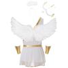 Mens Cupid Costume Set Romper Jumpsuit Detachable Sleeves Feather Angel Wings Headwear M Shaped Bow Heart Arrow