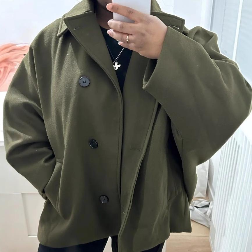 Dámský vlněný kabát evropského a amerického střihu na podzim/zimu 2024