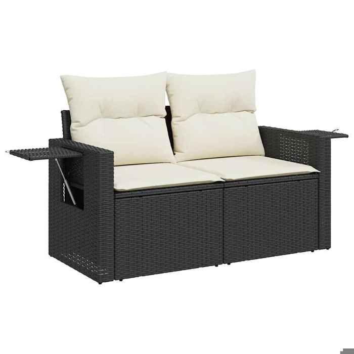 VidaXL Salon de jardin 11 pcs avec coussins noir résine tressée 3268166