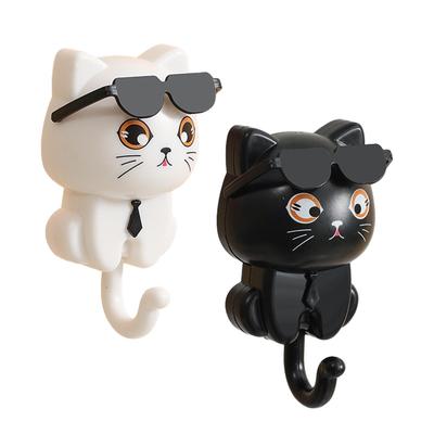 Cute Kitten Hooks Cartoon Cats Gravities Induction Decorative Hooks Creative Self-Adhesive Key Hangers Hook
