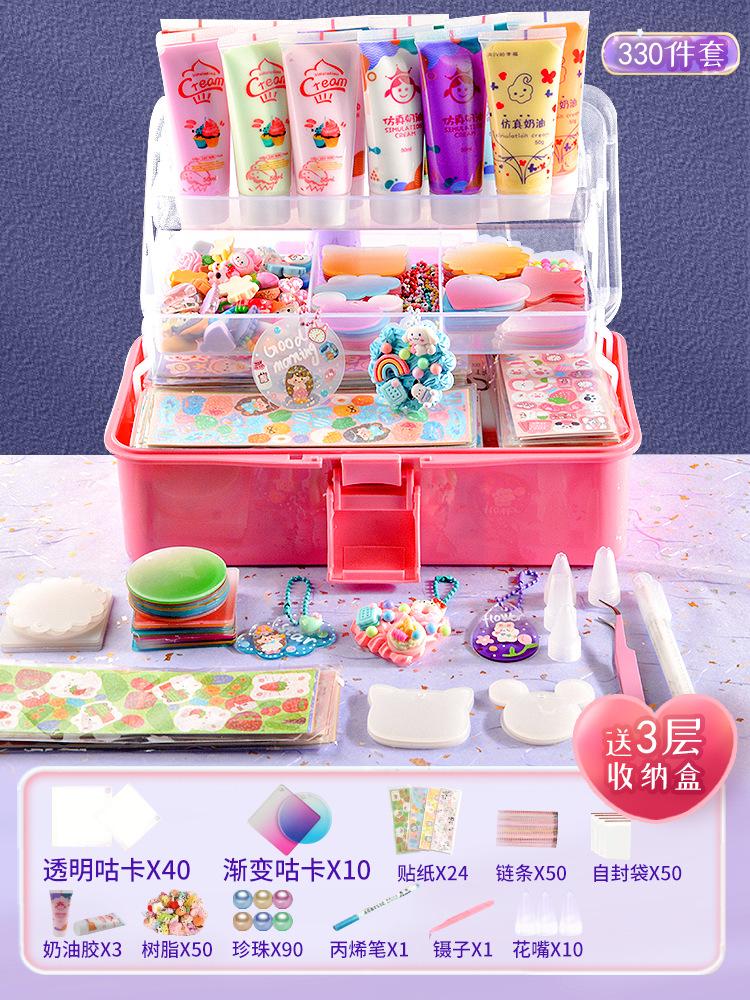 

Набор материалов для DIY с кремом-клеем для девочек, двойная игра, наклейки, украшения, тарелка с клеем гука, игрушки для кукольного домика Details