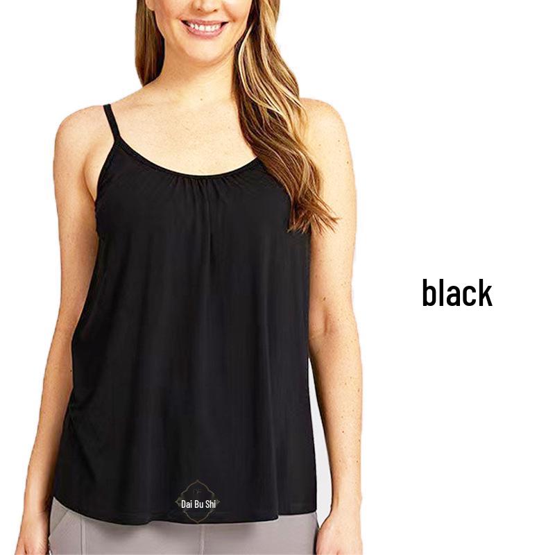 

Женский модальный танк-топ большого размера со сборками и нагрудными вкладышами – Беспроводная майка-основа 4XL чёрный