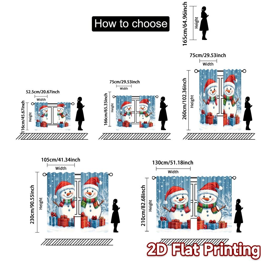 2pcs,Curtains Cute Snowmen Christmas Winter_a Contemporary Popular Curtains Versatile Polyester Curtains Decorations Outdoor Use