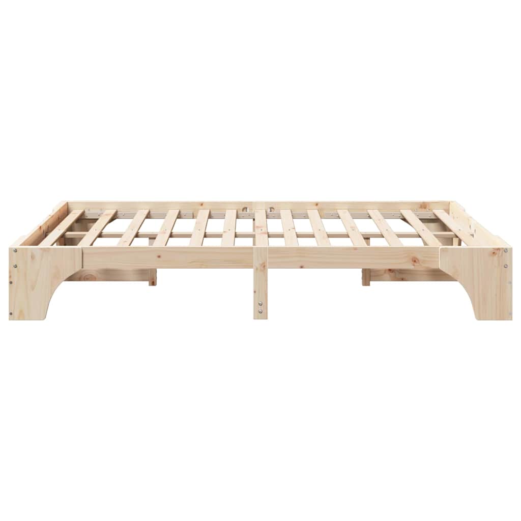 Natural Wooden Bed Frame 140 x 200 cm Solid Pine Wood