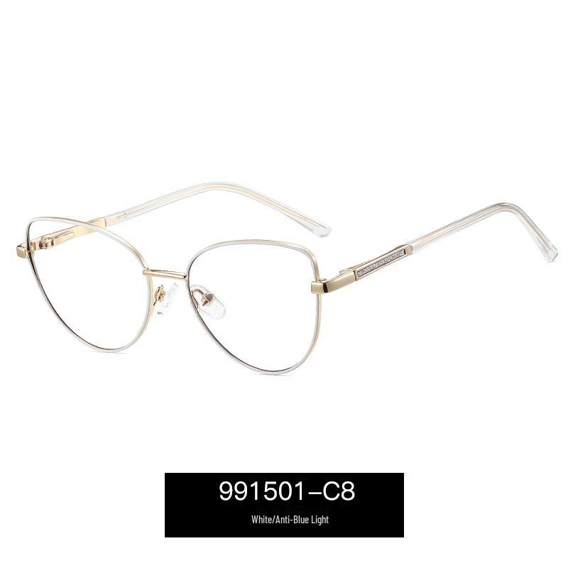 Children’s Cat-Eye Anti-Blue Light Glasses with Metal Temples - Lightweight & Comfortable Myopia Frame