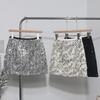 High-Waist Sequin Tweed A-Line Skirt - Anti-Exposure Design