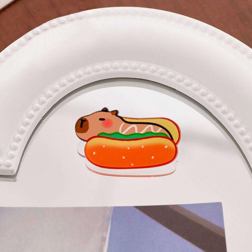 Breastpin Acrylic Capybara Pin Cute Lotus Capibara Badge Fashion Hot Dog Capybara Brooch  Skirts