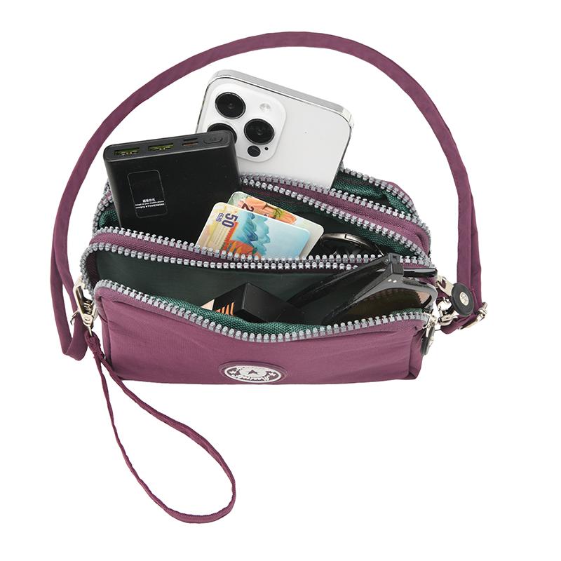 Three-layer zipper wallet, crossbody phone bag, patterned coin purse, Harajuku fashionable clutch, versatile for commuting